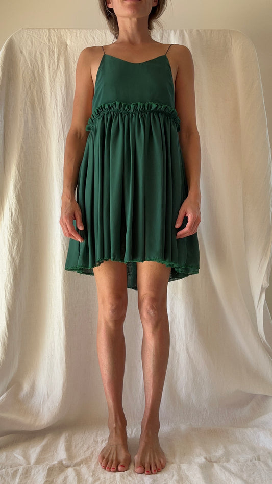 Robe Ty mousseline vert sapin courte