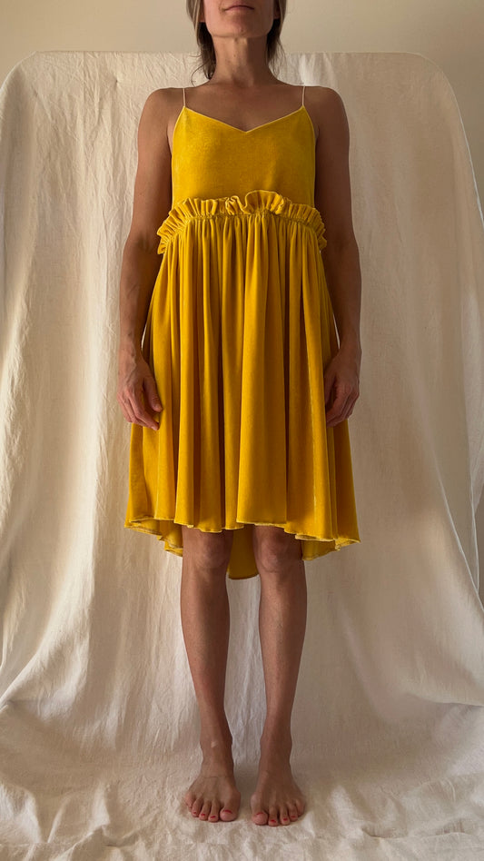 Robe Ty velours jaune courte