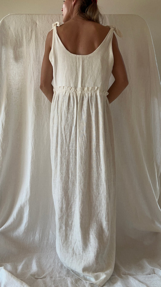 Robe Ginette lin blanc cassé longue