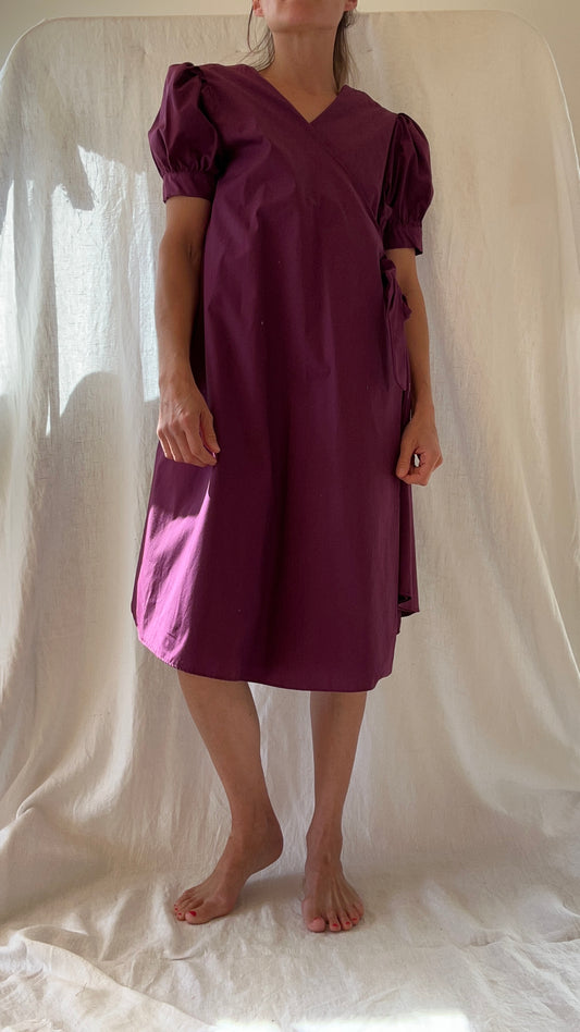 Robe Sofie popeline prune mi longue