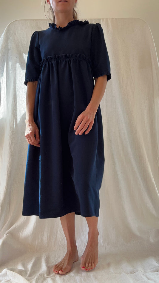 Robe Jane Microfibre bleu marine mi-longue