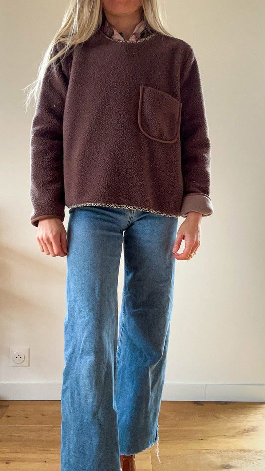 Pull Raph Marron contour Léopard